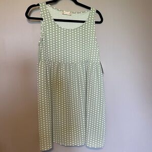 Altard State Sleeveless Empire Waist Dress Size XS Green White Polka Dot Summer